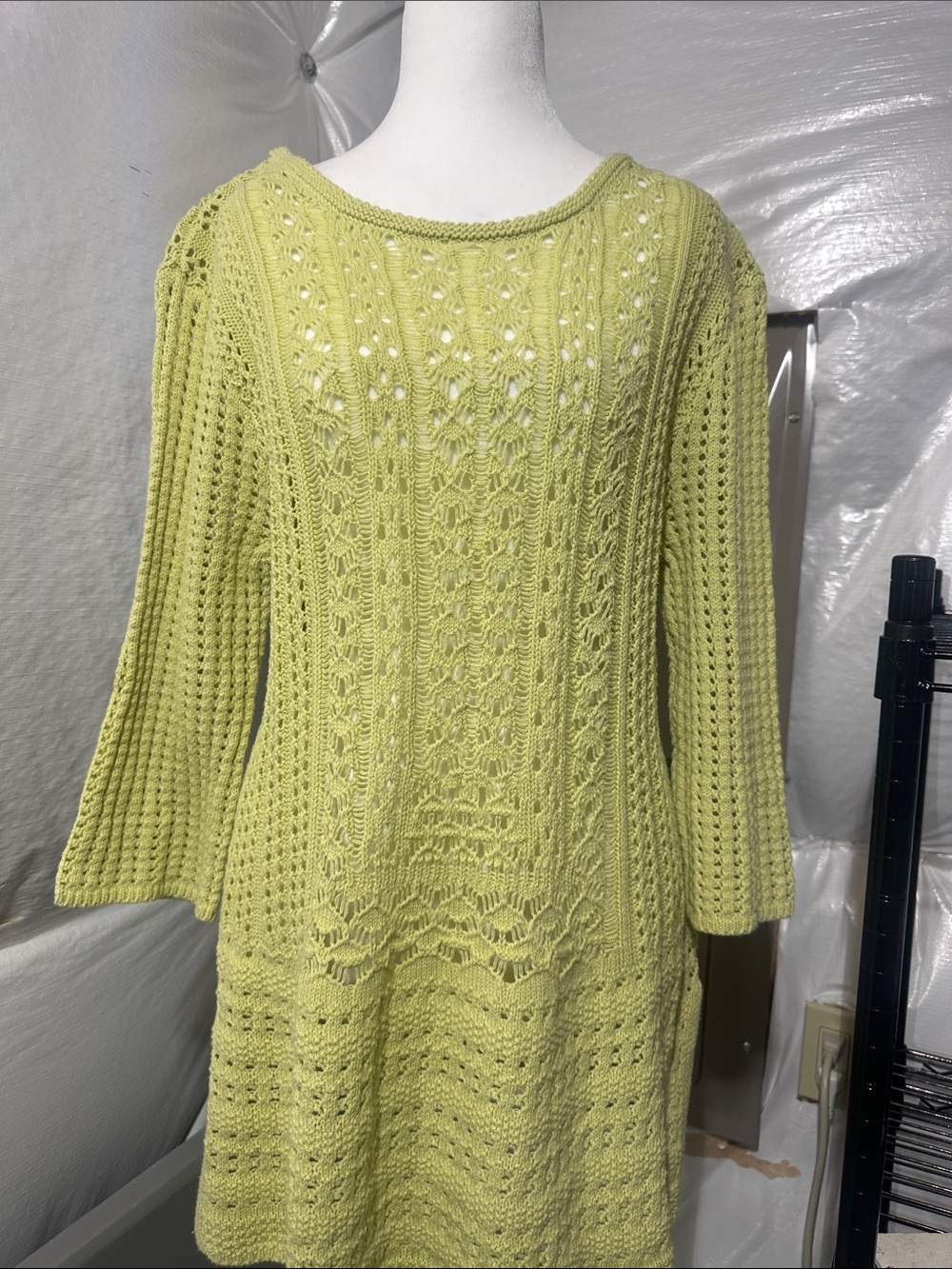 Lime Green Crochet Knit Women's Sweater